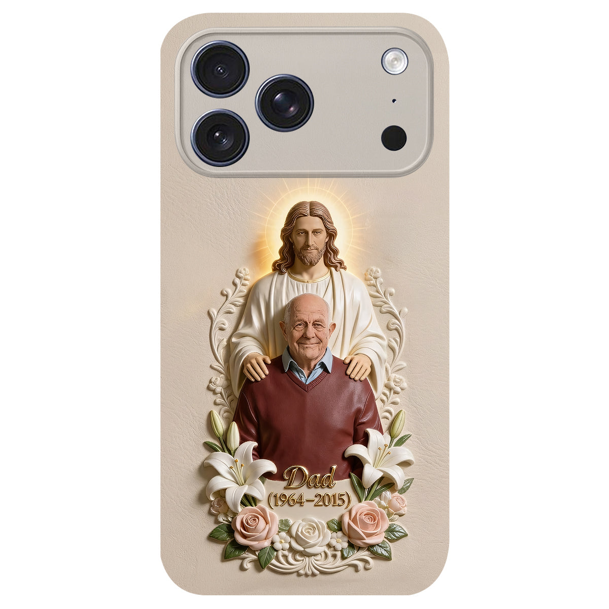 Memorial Gift Idea, Gift for Lost of Loved Ones - Personalized Memorial 3D Embossed Leather Phone Case