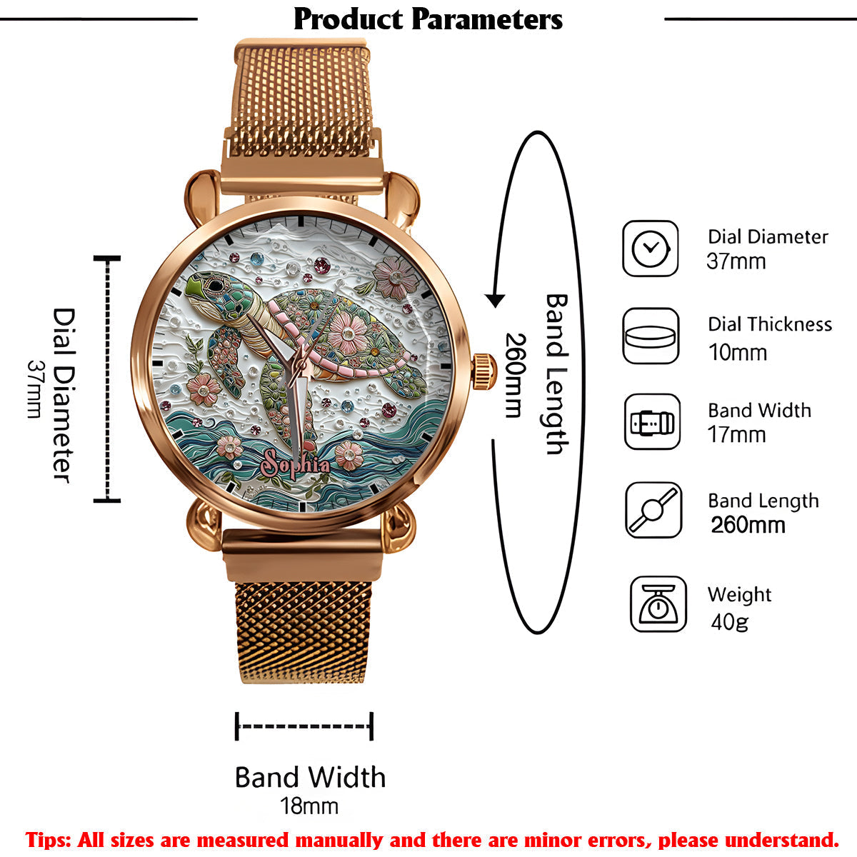 Beautiful Turtle - Personalized Turtle Women Hand Watch
