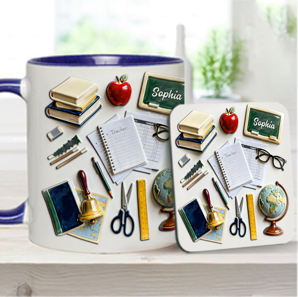 Live Love Teach - Personalized Teacher Accent Mug & Coaster