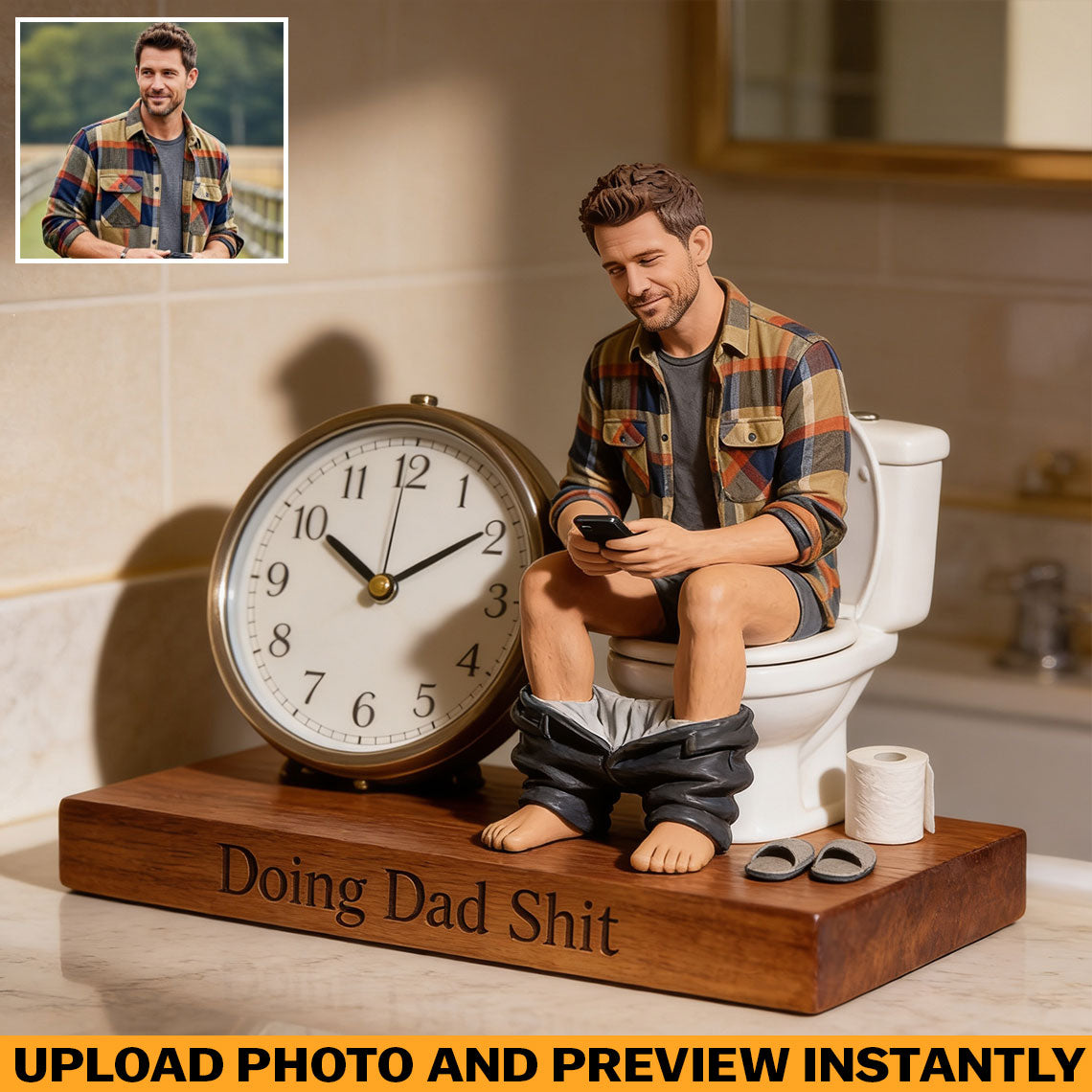 Custom Any Photo - Personalized Father Desk Clock Plaque
