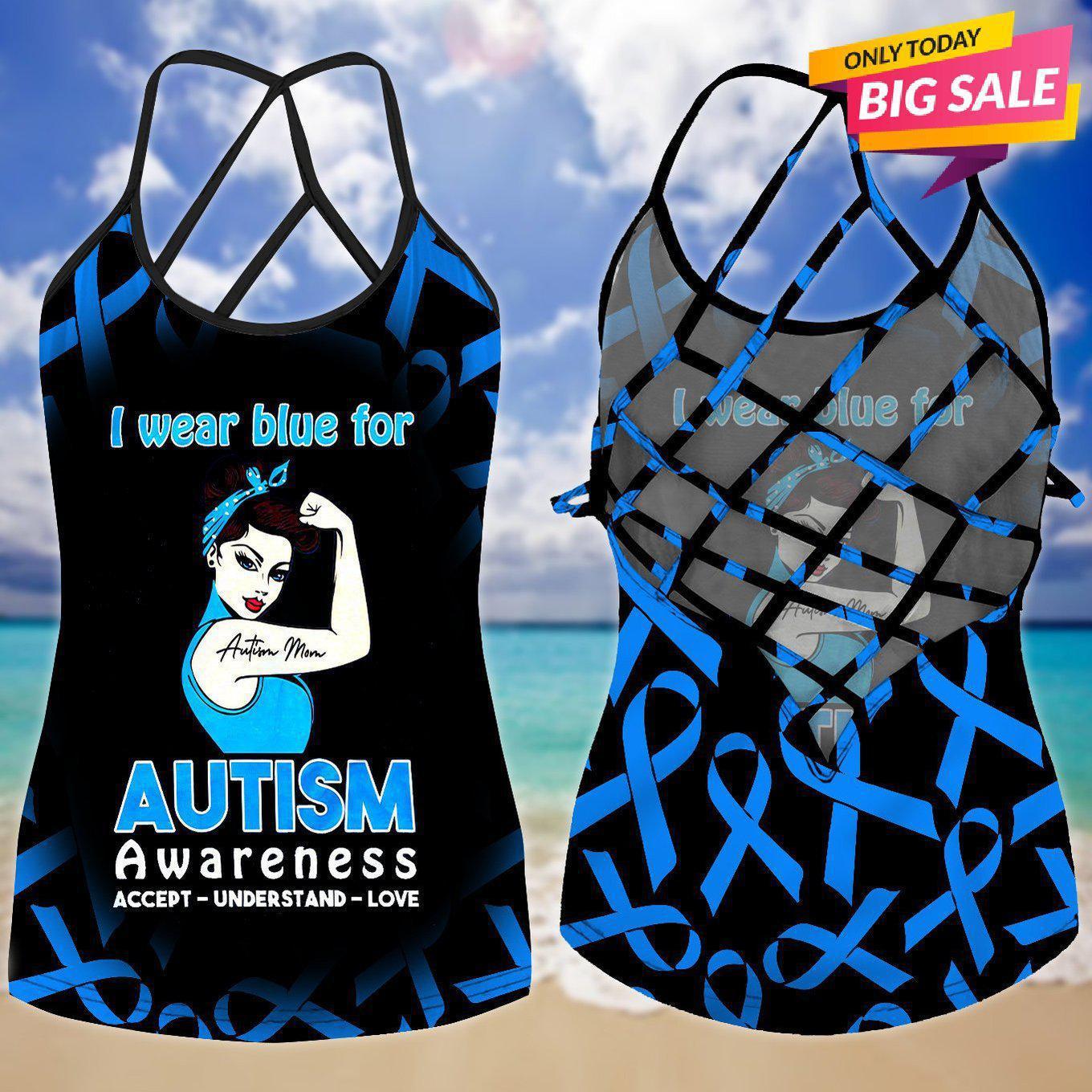 Autism Love - Autism Awareness Cross Tank Top 0921