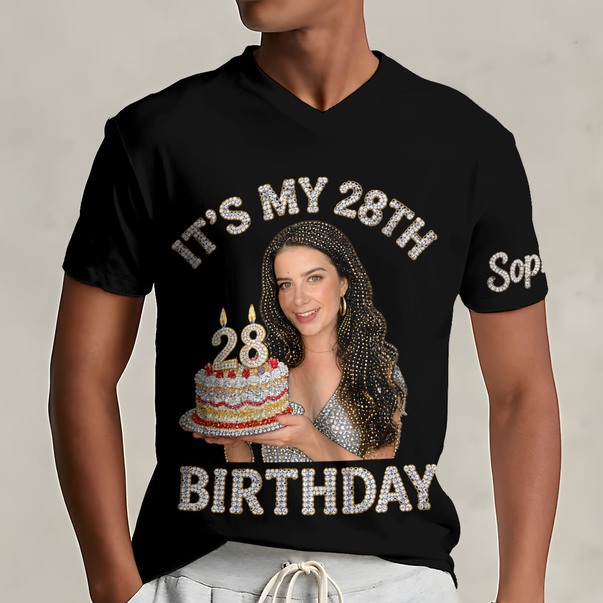Birthday Party - Personalized Birthday Fully Printed V-Neck T-Shirt