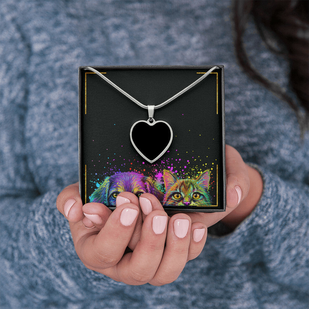 I Will Send Them Without Wings - Personalized Cat Heart Pendant Necklace cat6401