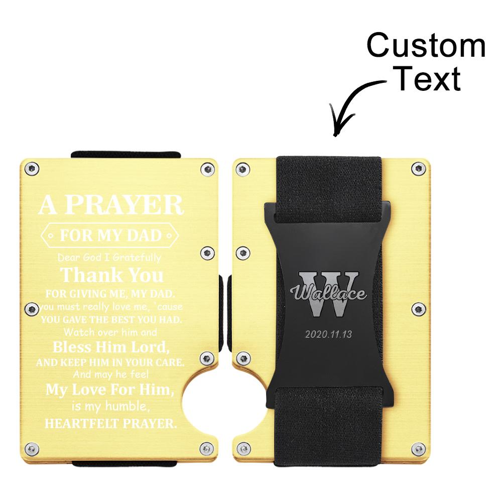 A Prayer For My Dad - Personalized Memorial Engraved Metal RFID Blocking Card Holder