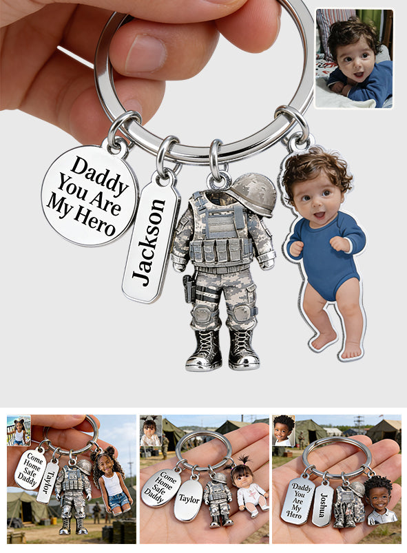 Come Home Safe Daddy - Personalized Veteran Premium Keychain With Charms