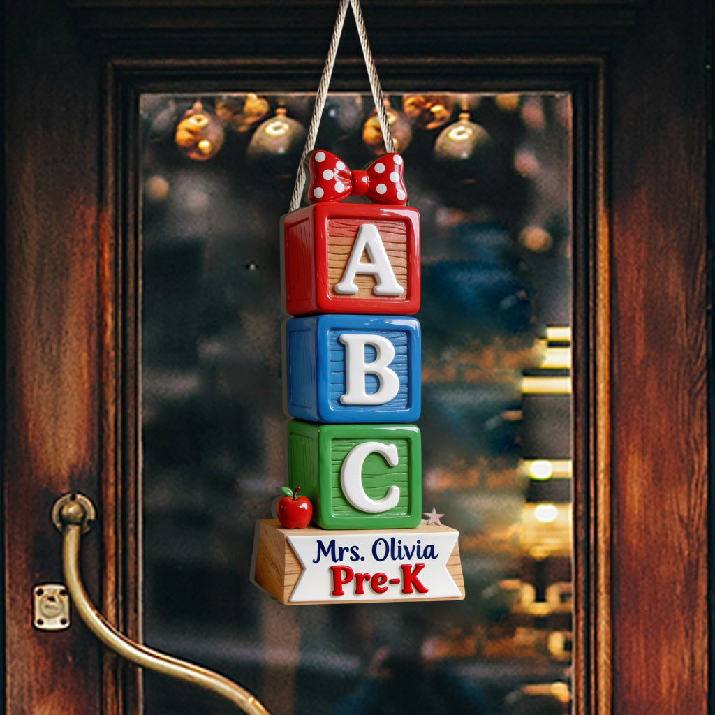 ABC Blocks 3D Shaped Plaque - Personalized Teacher Custom Shaped Wood Sign