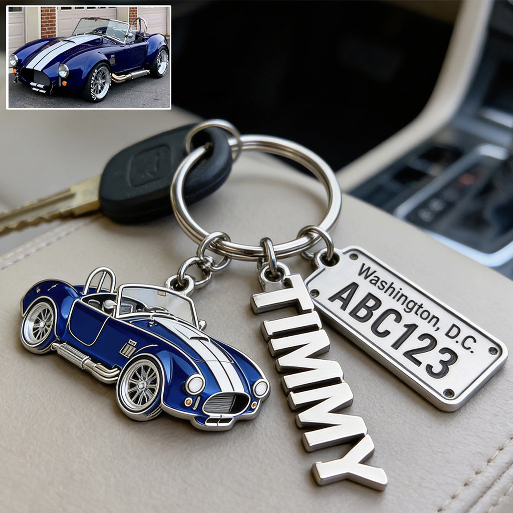 Custom Vehicle Keychain From Any Photo - Personalized Car Lover Premium Keychain With Charms