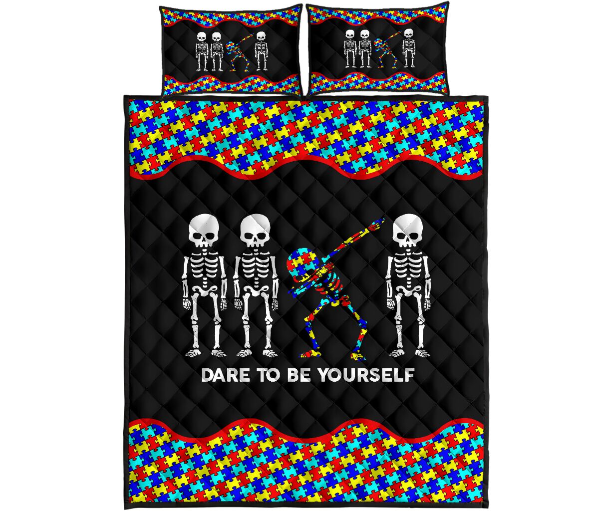 Dare To Be Yourself Autism Awareness Quilt Set 0622