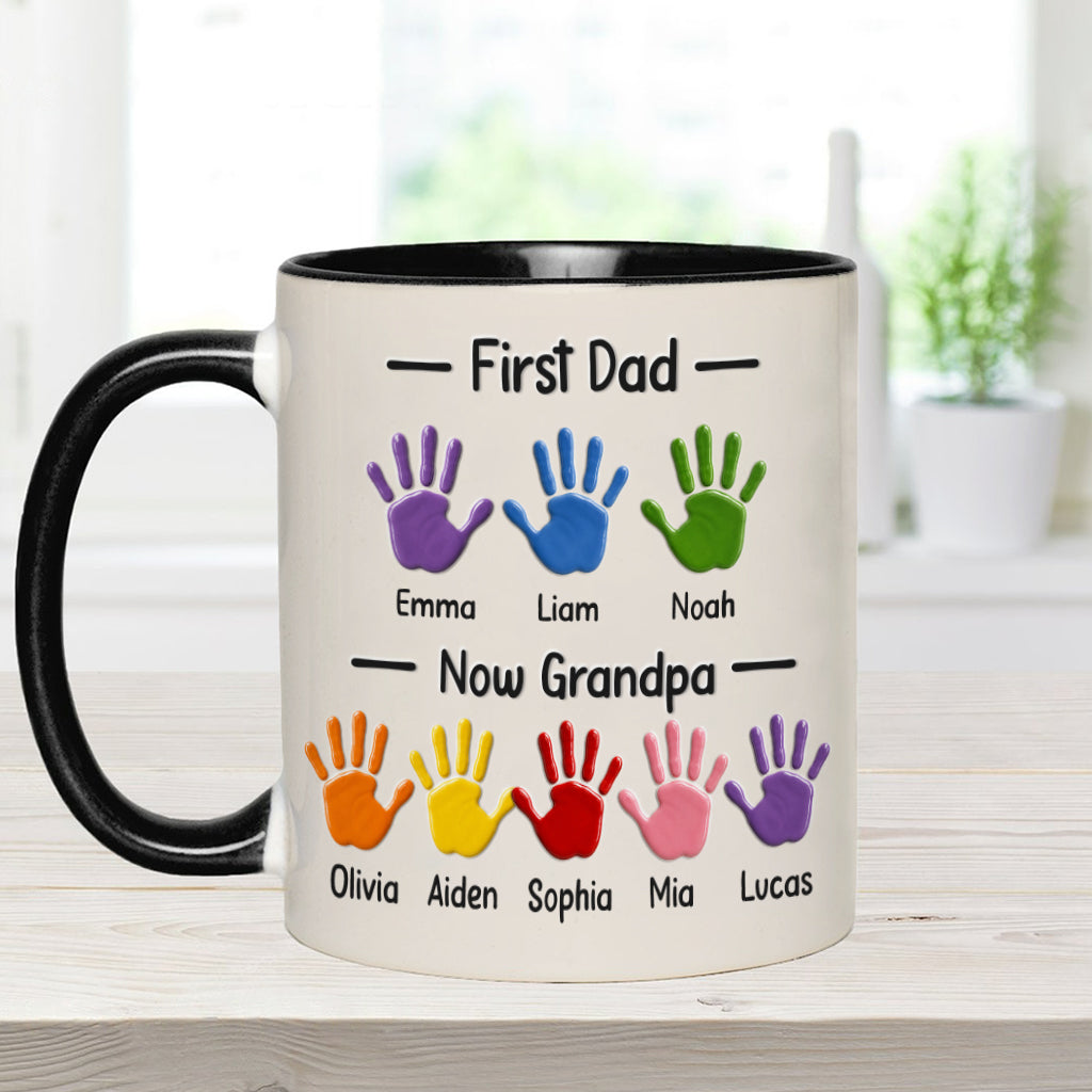 First Dad, Now Grandpa - Personalized Grandpa Accent Mug With Gift Box