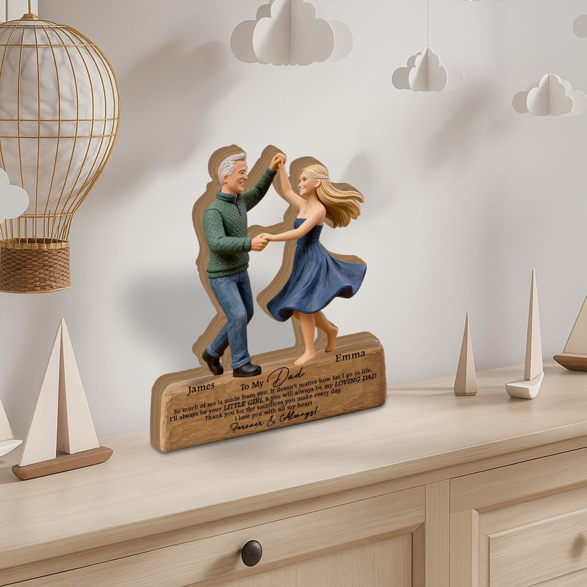 I Love You With All My Heart - Personalized Father Custom Shaped Wood Plaque