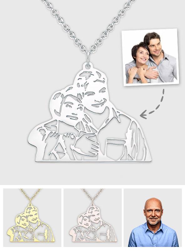 Custom Photo Line Art - Personalized Photo Necklace