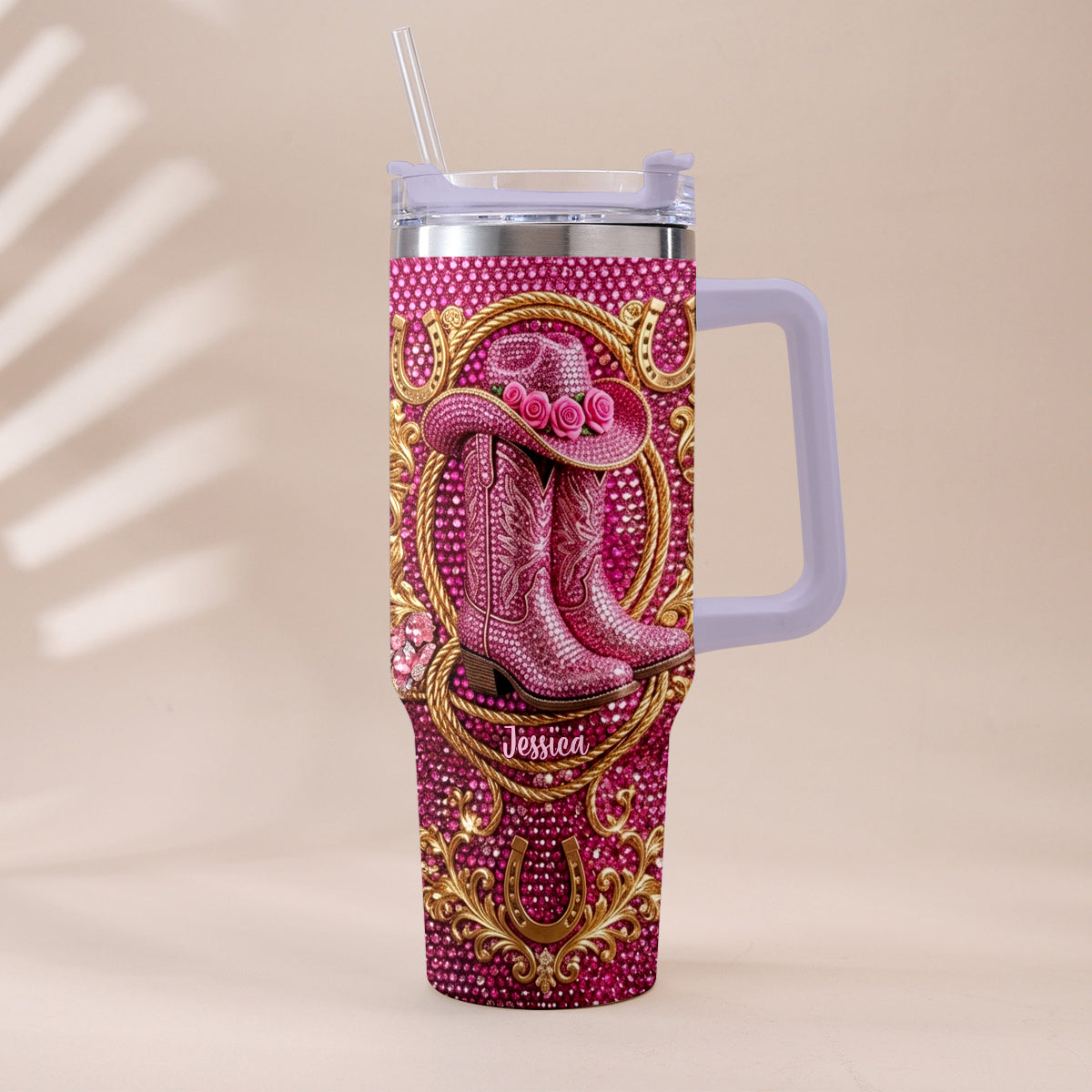 Cowgirl Boots - Personalized Cowgirl Tumbler With Plush Charm