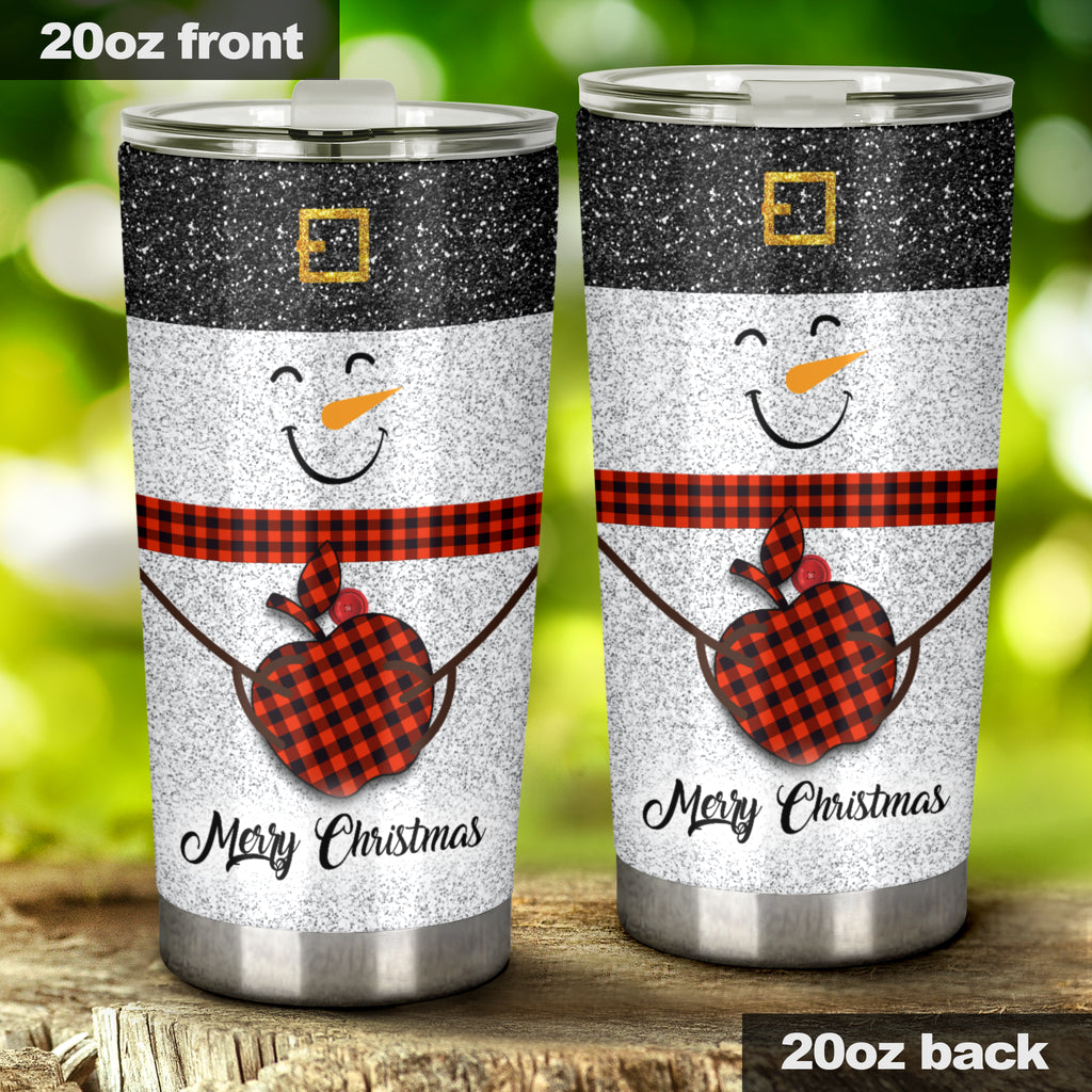Merry Christmas Faux Glitter Print Teacher Tumbler 0622