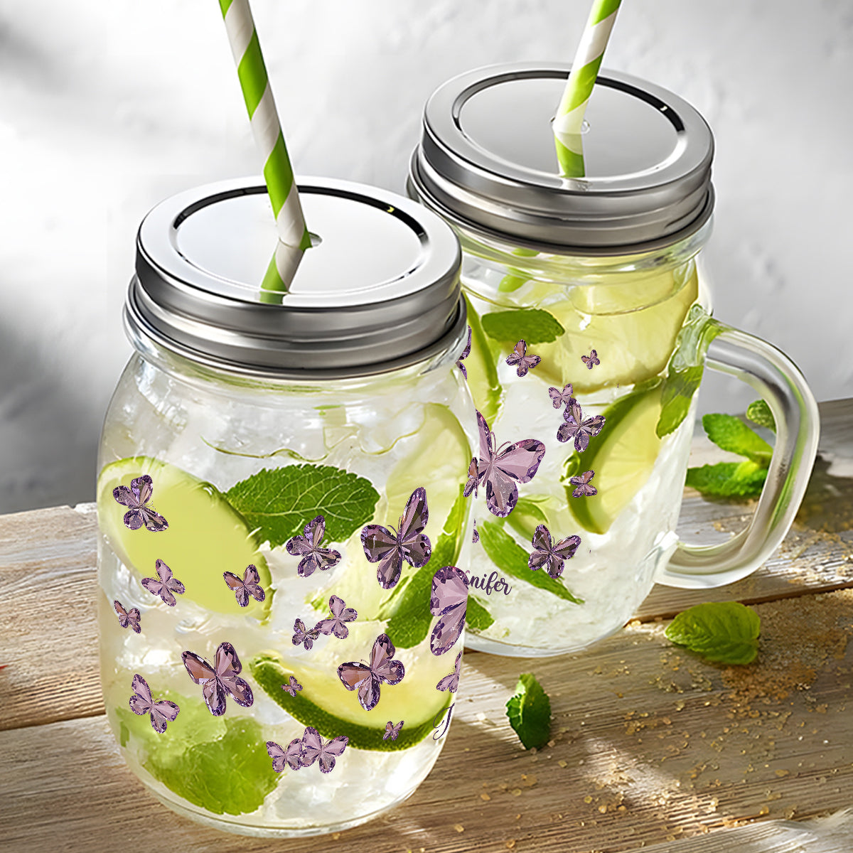 Love Butterflies - Personalized Butterfly Mason Jar Cup