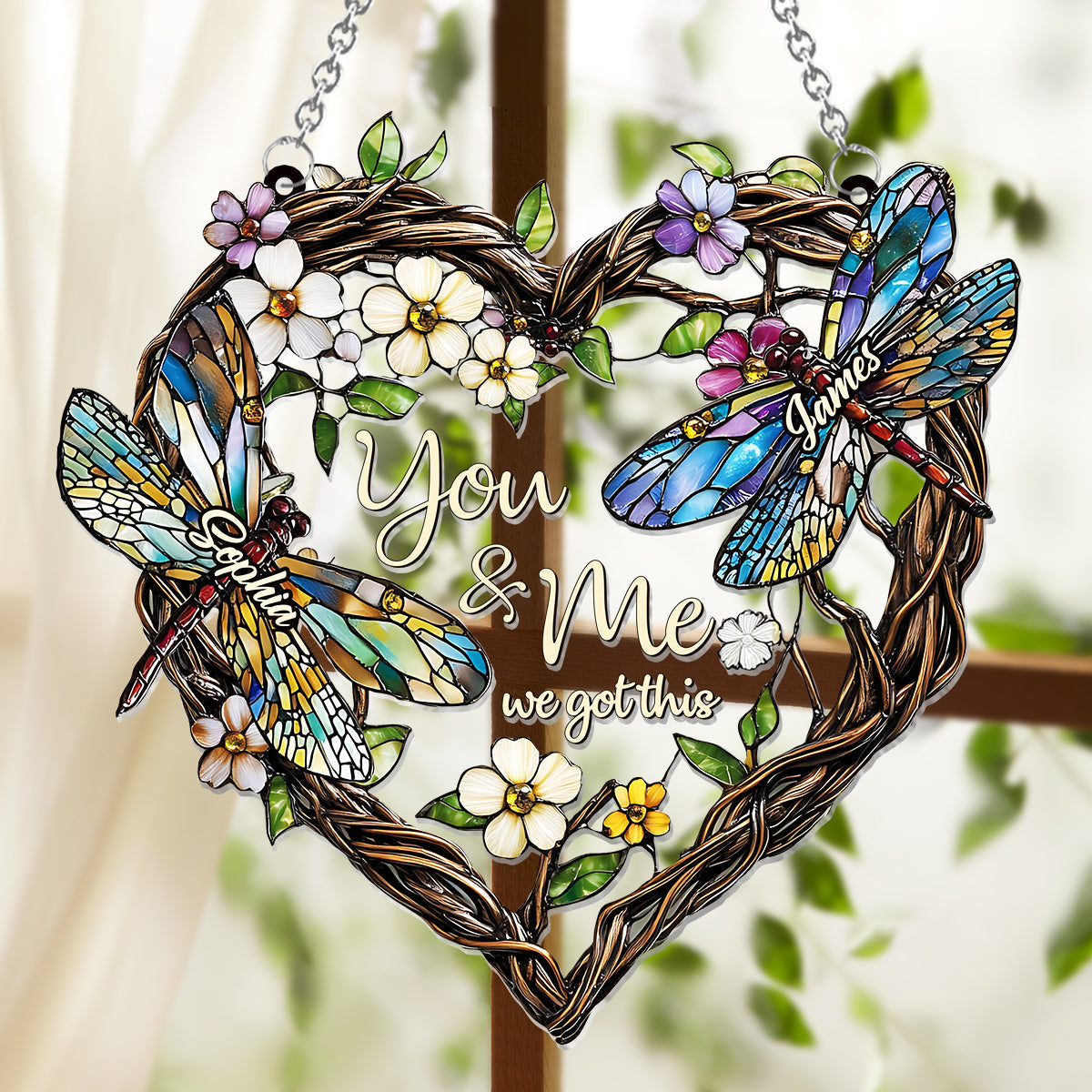 Dragonfly Couple - Personalized Dragonfly Window Hanging Suncatcher Ornament