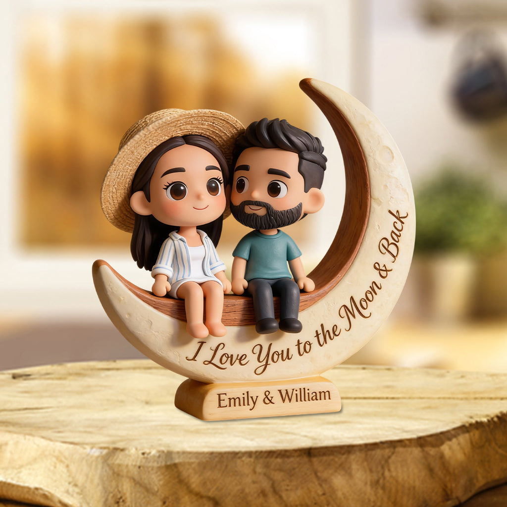 I Love You to the Moon & Back - Personalized Couple Custom Shaped Acrylic Plaque