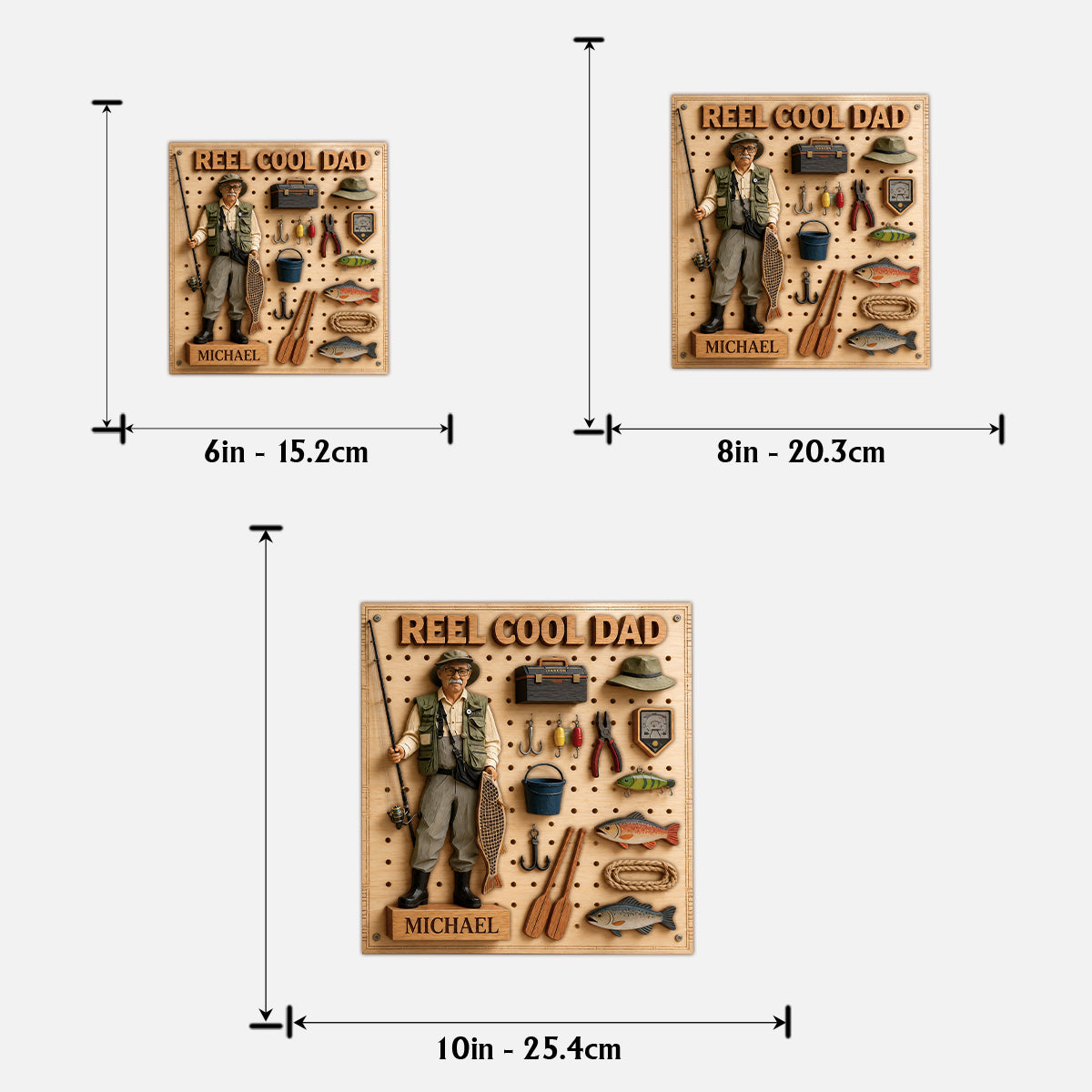 Dad Loves Fishing - Personalized Father 2 Layered Wood Sign / Wood Plaque