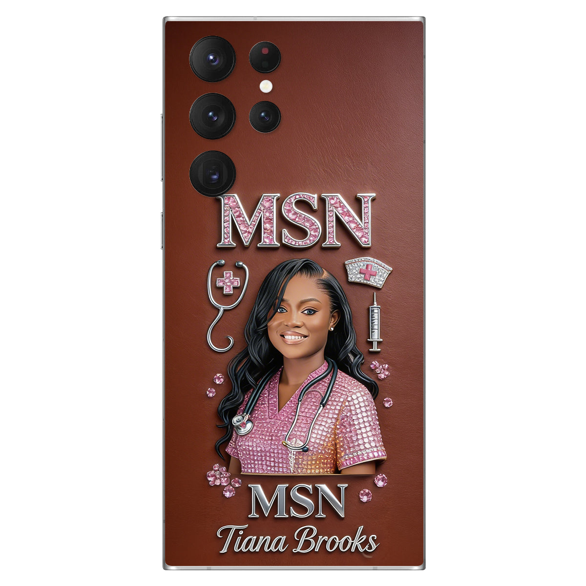 Any Title - Gifts For Nurse, Doctor - Personalized Nurse 3D Embossed Leather Phone Case