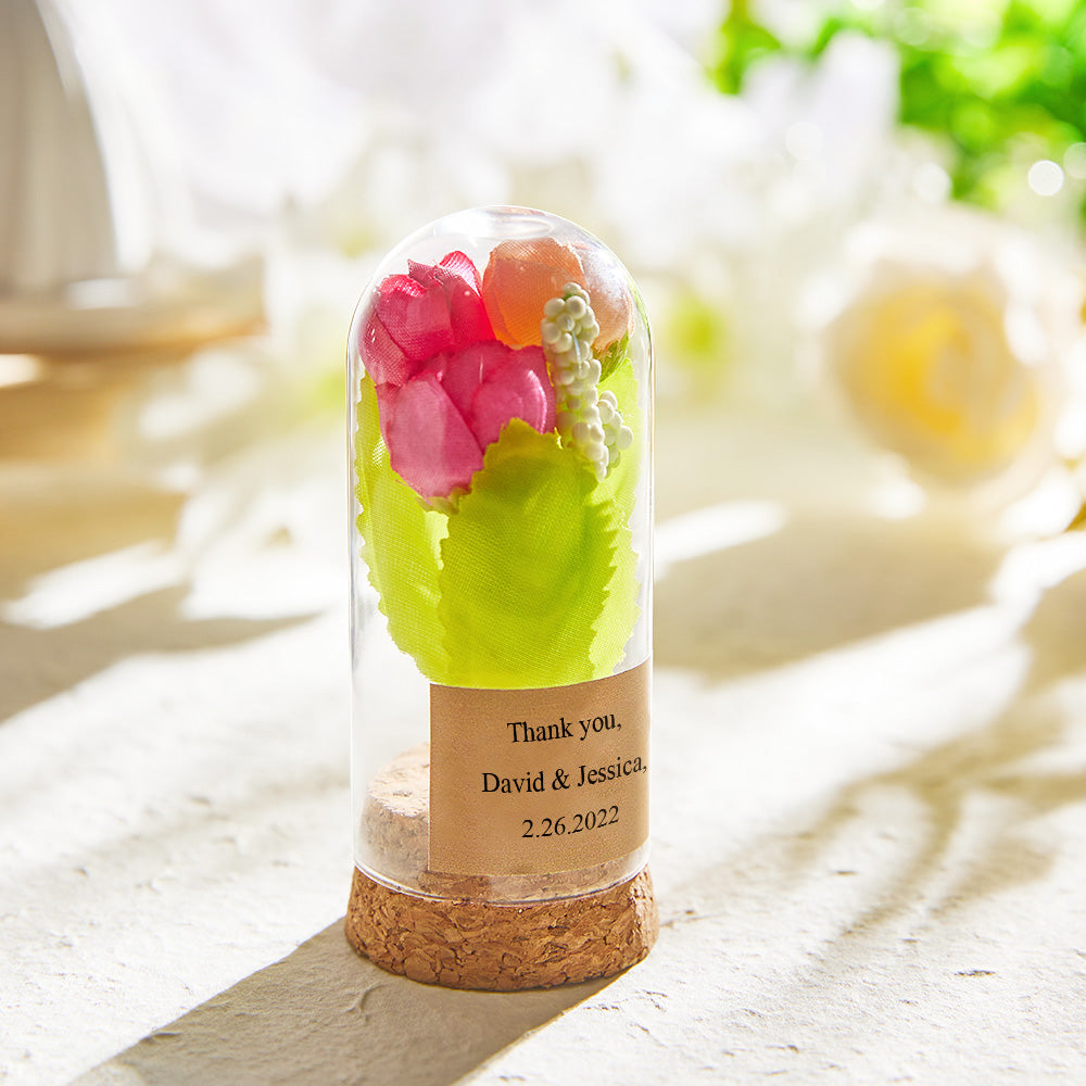 Any Texts - Personalized Glass Flower Cloche Dome
