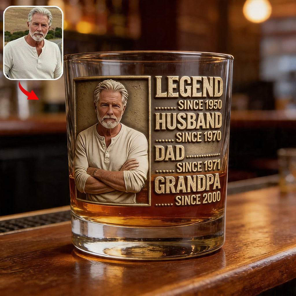Legend Husband Dad Grandpa - Personalized Grandpa Whiskey Glass