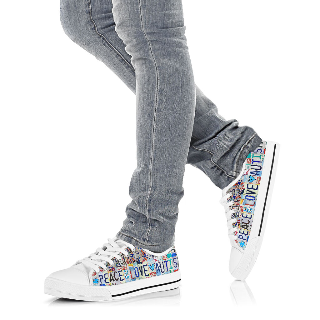 Peace Love Autism Autism Awareness Low Top Shoes 0622