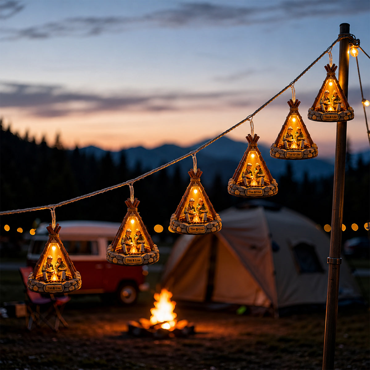 Campsite Unique Decoration, Custom From Any Photo - Personalized Camping String Lights
