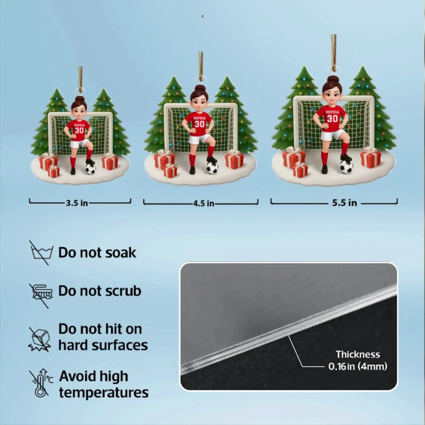 Soccer Acrylic Ornament – Sporty Holiday Gift for Football Lovers, Festive Christmas Tree Decoration