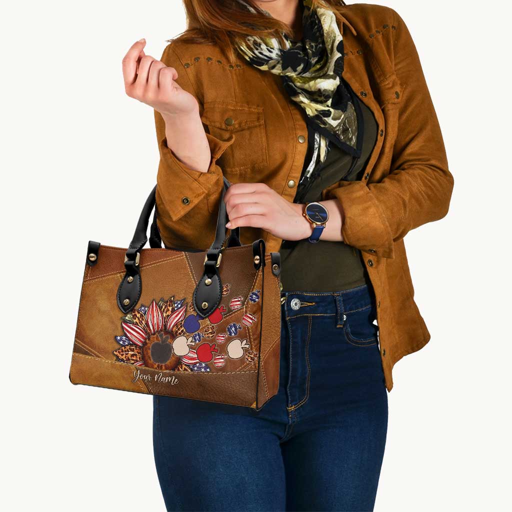 All American Teacher - Personalized Independence Day Leather Handbag
