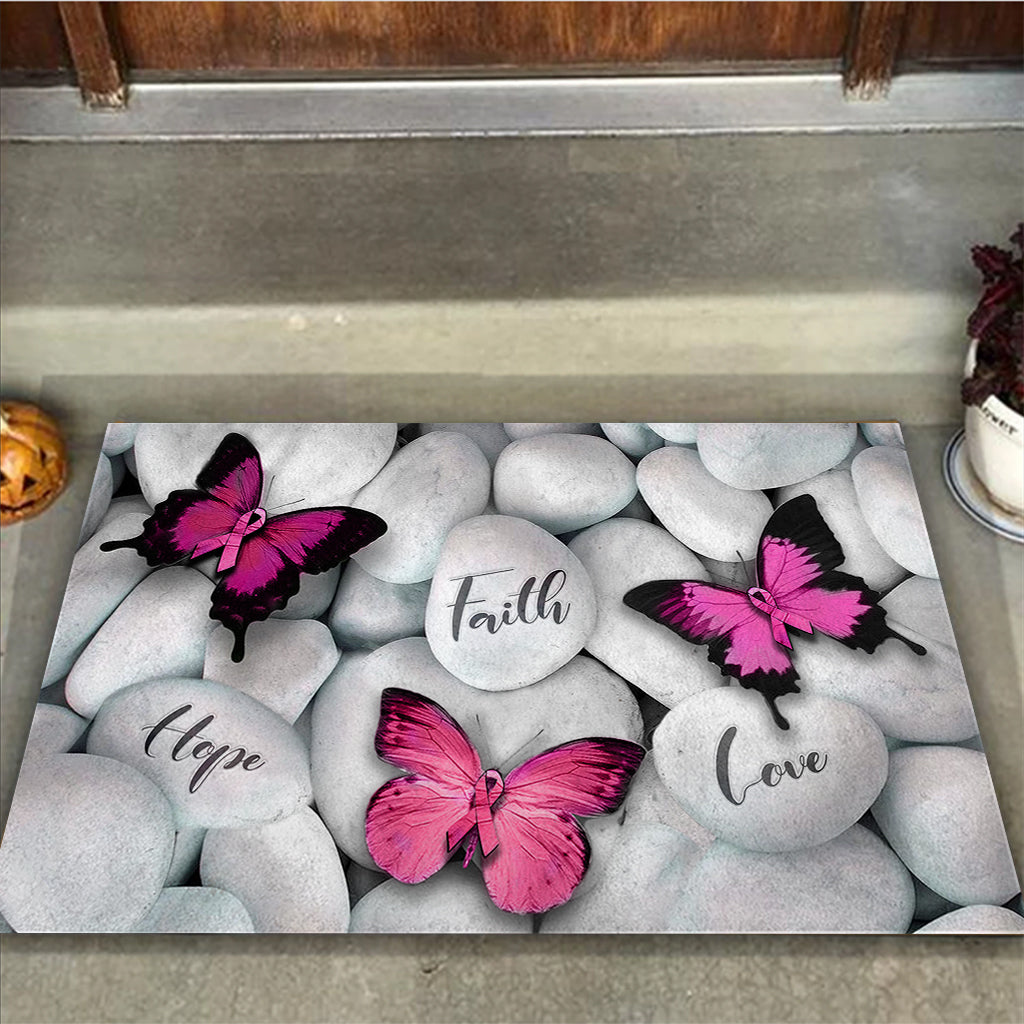 Faith Hope Love - Breast Cancer Awareness Doormat
