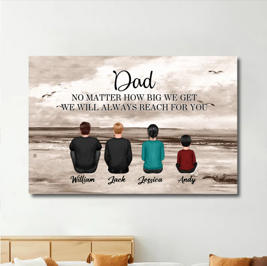 Personalized Poster or Canvas or Plaque or Keychain for Dad - "To the World You Are a Dad, But to Us You Are the World" Custom Canvas or Plaque, Perfect Thanksgiving Gift