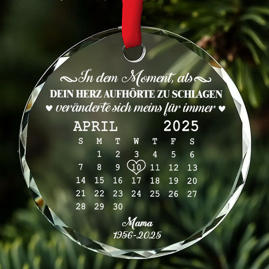 🌟 Eternal Keepsake: Personalized Crystal Calendar Ornament | Engrave Your "Moment The World Stopped" or Beloved's Name & Date