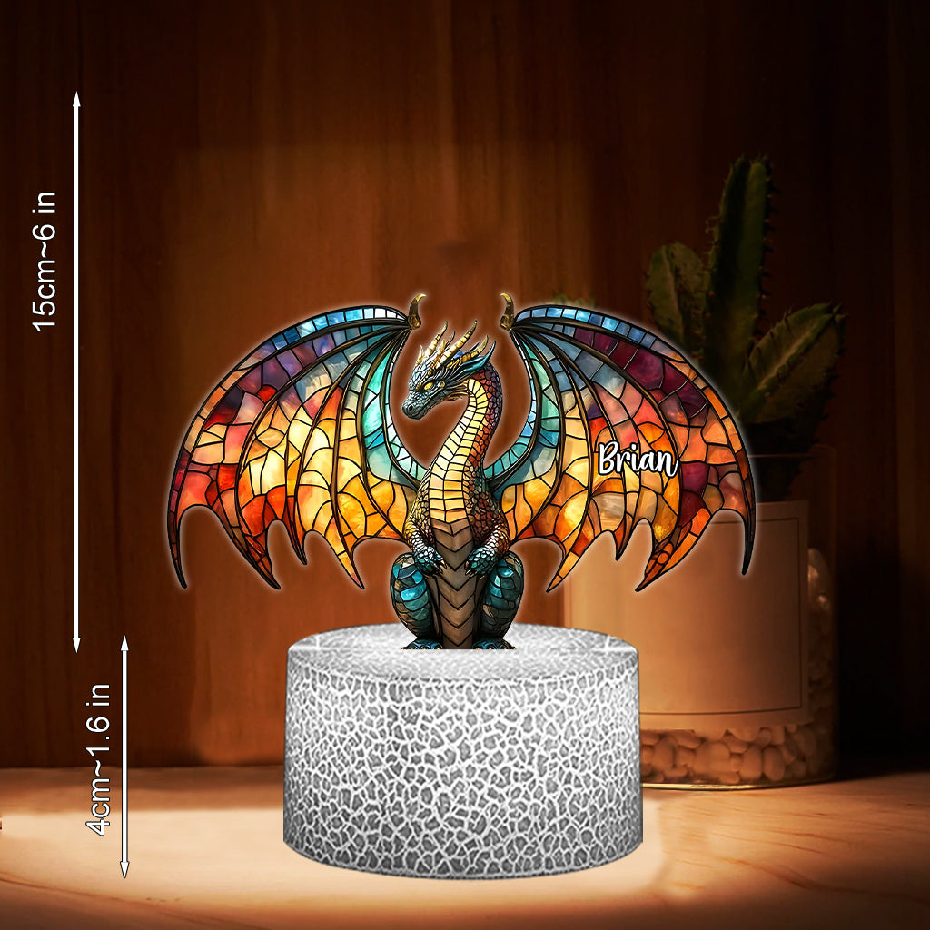Colorful Dragon - Personalized Dragon Shaped Plaque Light Base