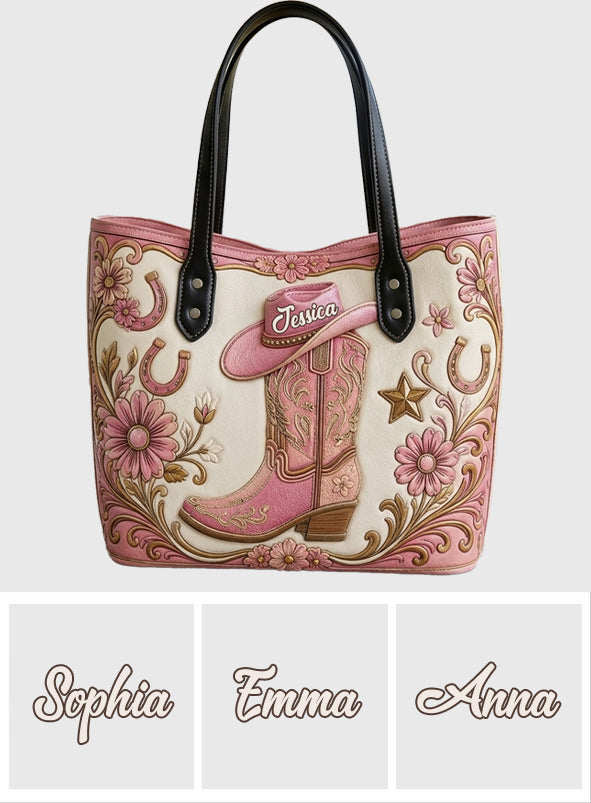 Boots & Hat - Personalized Cowgirl Tote Bag