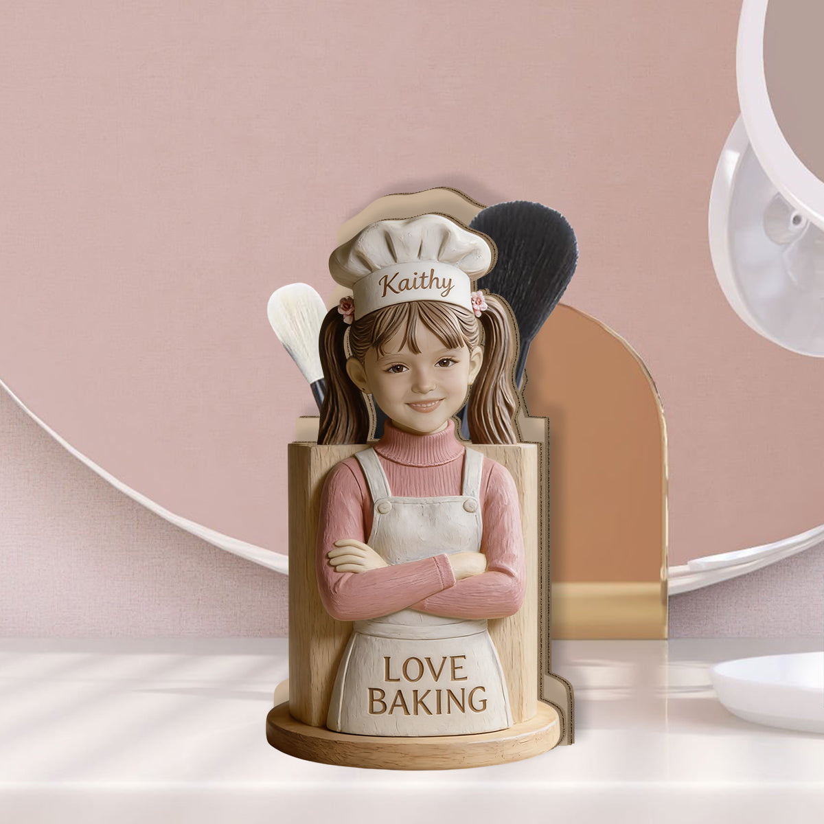 Love Baking - Personalized Wooden Baking Utensils Holder