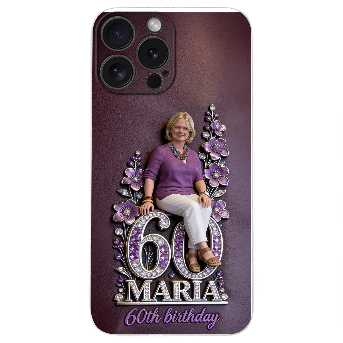 Custom Any Photo Perfect Gift For Mom, Grandma - Personalized Birthday 3D Embossed Leather Phone Case