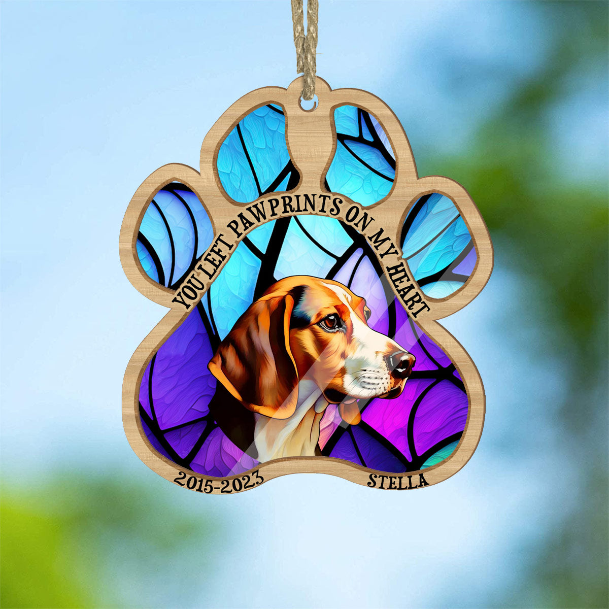 You Left Paw Prints On My Heart - Dog gift for who lose dog, who lose cat - Personalized Suncatcher