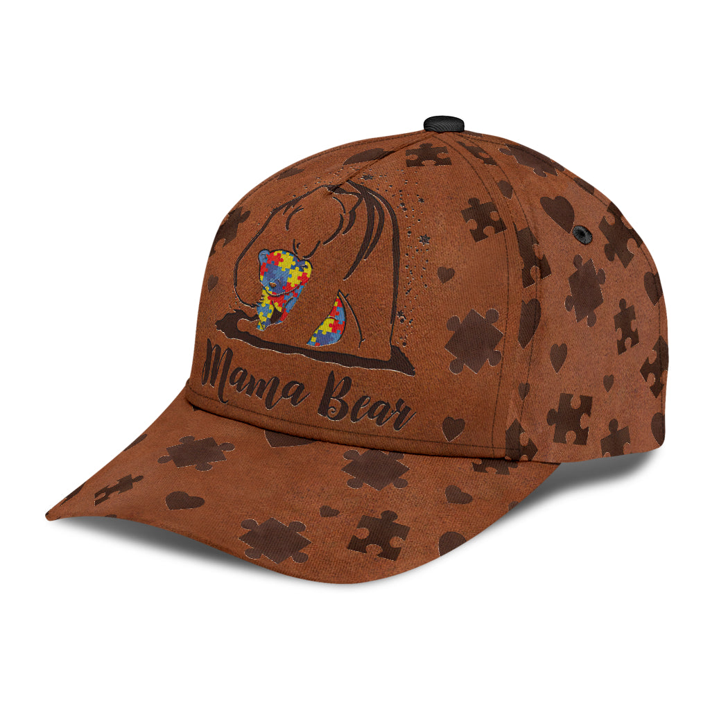 Mamabear Leather Pattern Print Autism Awareness Classic Cap 0622