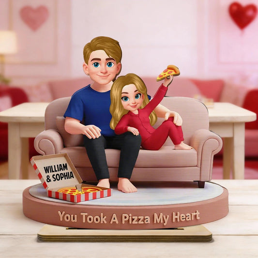You Took A Pizza My Heart Wooden Plaque - Personalized Cute Couple Home Decor, Funny Romantic Gift
