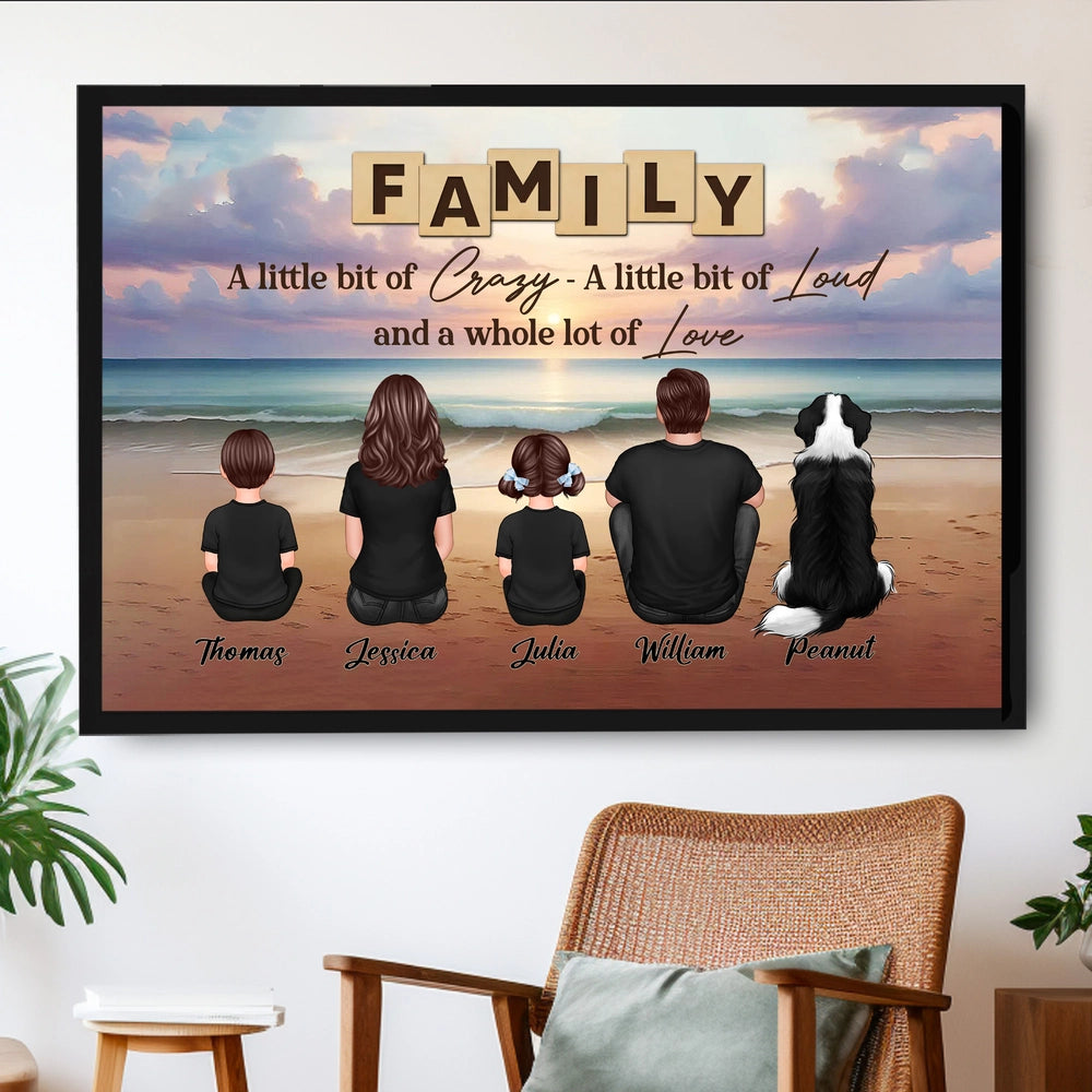 Family Backview Poster — Beach Sunset Design, a Heartfelt Wall Art That Celebrates Love and Togetherness
