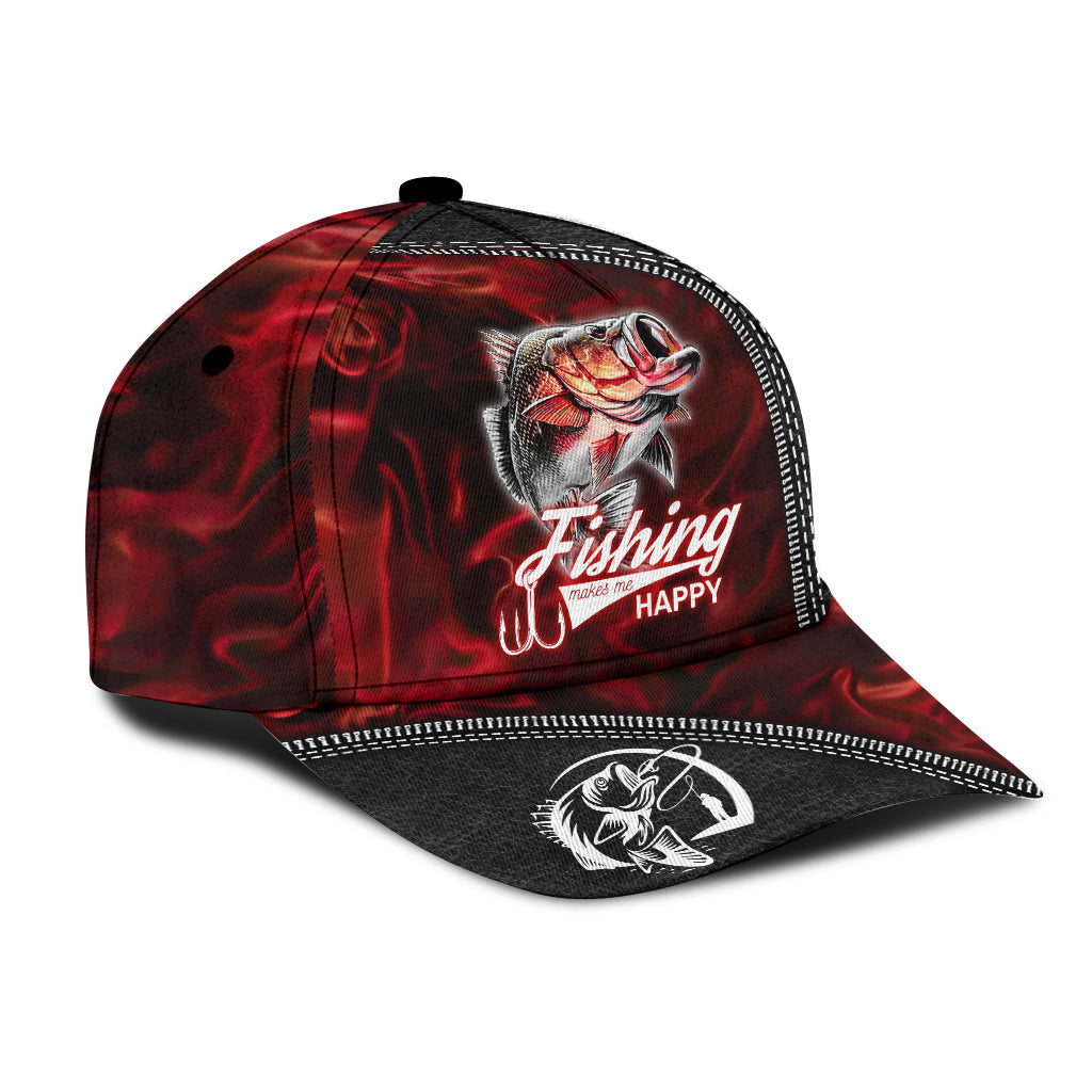 Fishing Makes Me Happy - Personalized Fishing Classic Cap