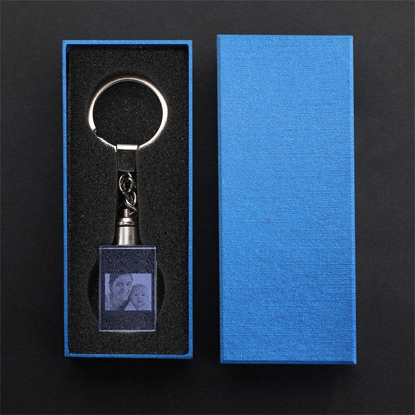 Custom Photo Rectangle Crystal Led Light Keychain -  gift for anyone, dog lover, cat lover, who lost a loved one - Personalized Keychain