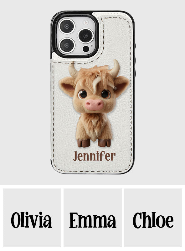 Cute Highland Cow - Personalized Highland Cow Foldable Wallet Phone Case