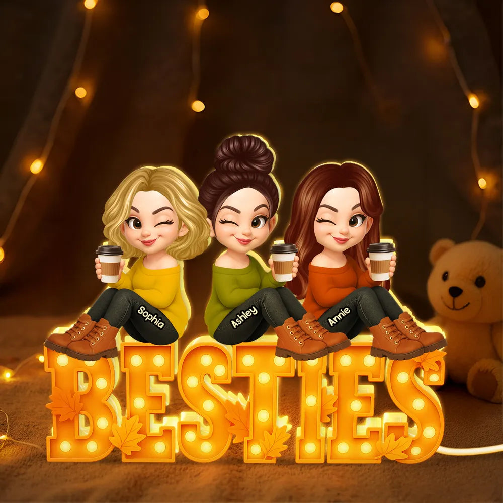 Besties Acrylic Light Box Personalized Friendship Keepsake, Cozy Bedroom Bookshelf Glow, Unique Gift for Best Friends