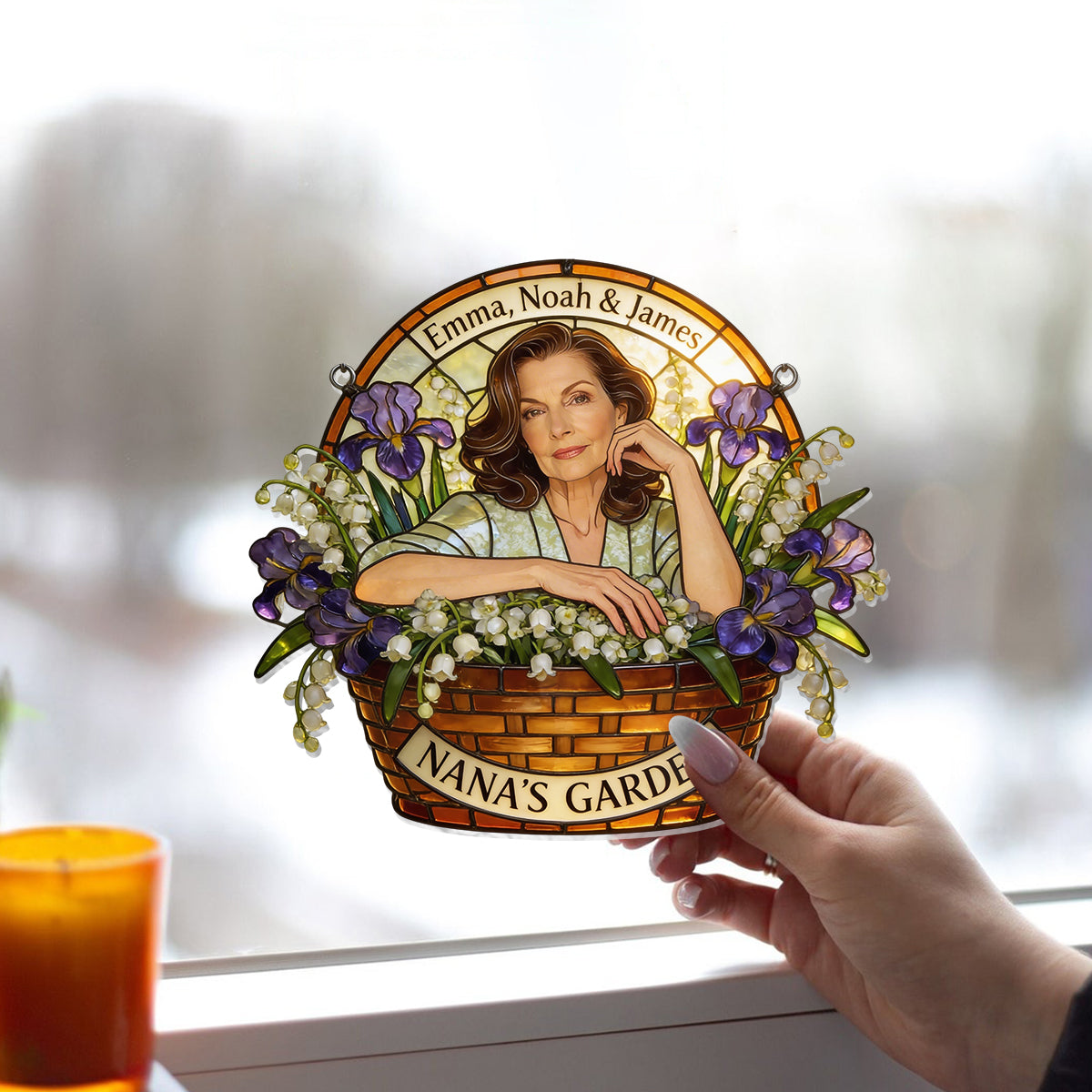 Custom Any Photo - Personalized Grandma Window Hanging Suncatcher Ornament