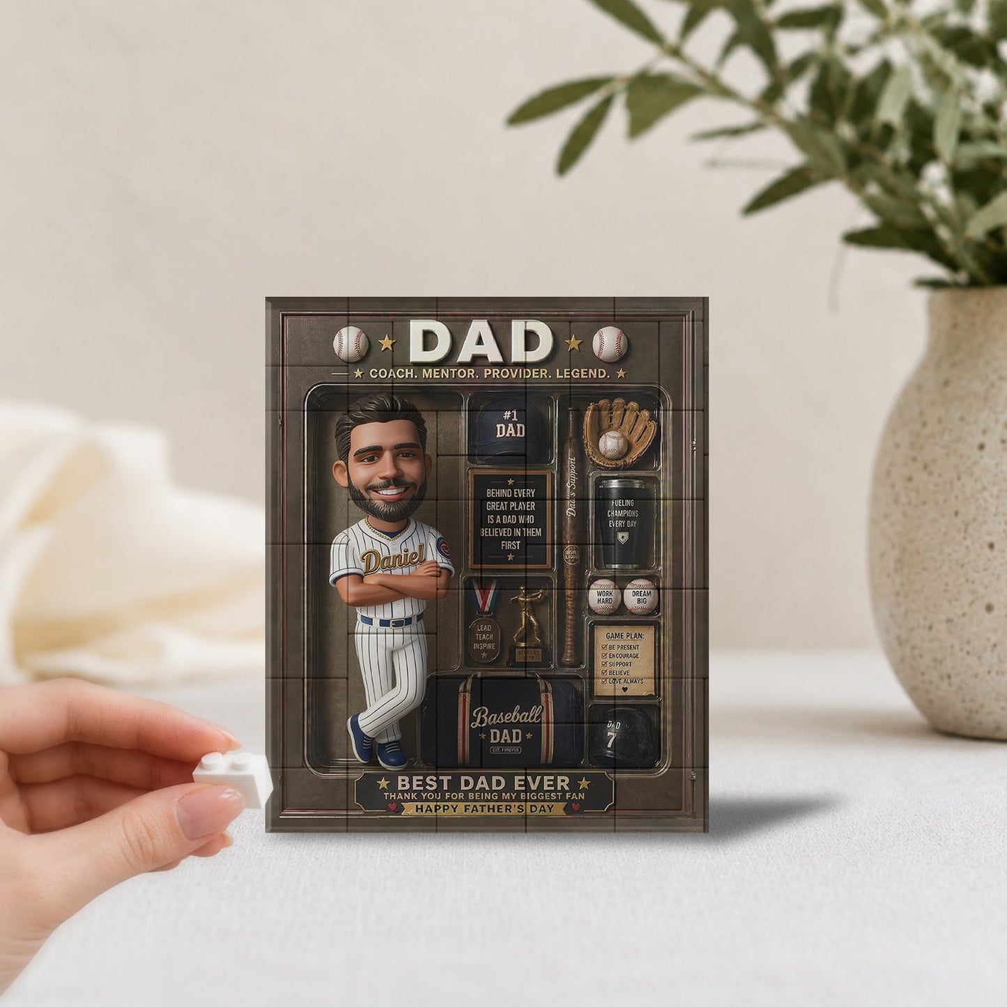 Best Dad Ever - Personalized Baseball Shaped Building Blocks