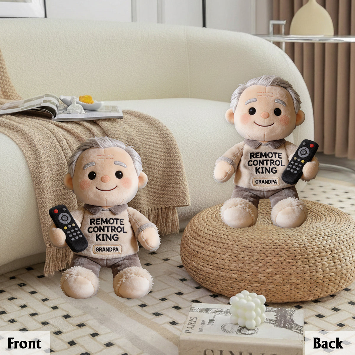 Funny Dad Papa Gift - Remote Control King - Personalized Father Premium Faux Fur Pillow