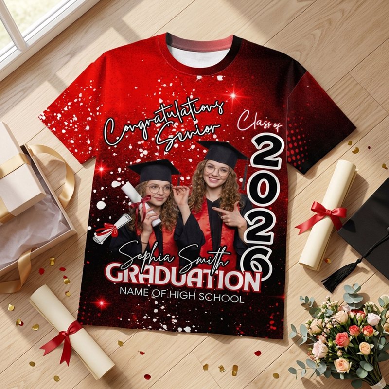 Personalized Graduation Photo Classic Tee for Seniors - Custom Congrats Design, Unique Gift for the Grad