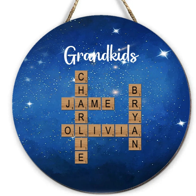 Personalized Grandkids Ornament - Custom Name Cross Plaque - Perfect Gift for Grandparents, Holiday Decor Keepsake