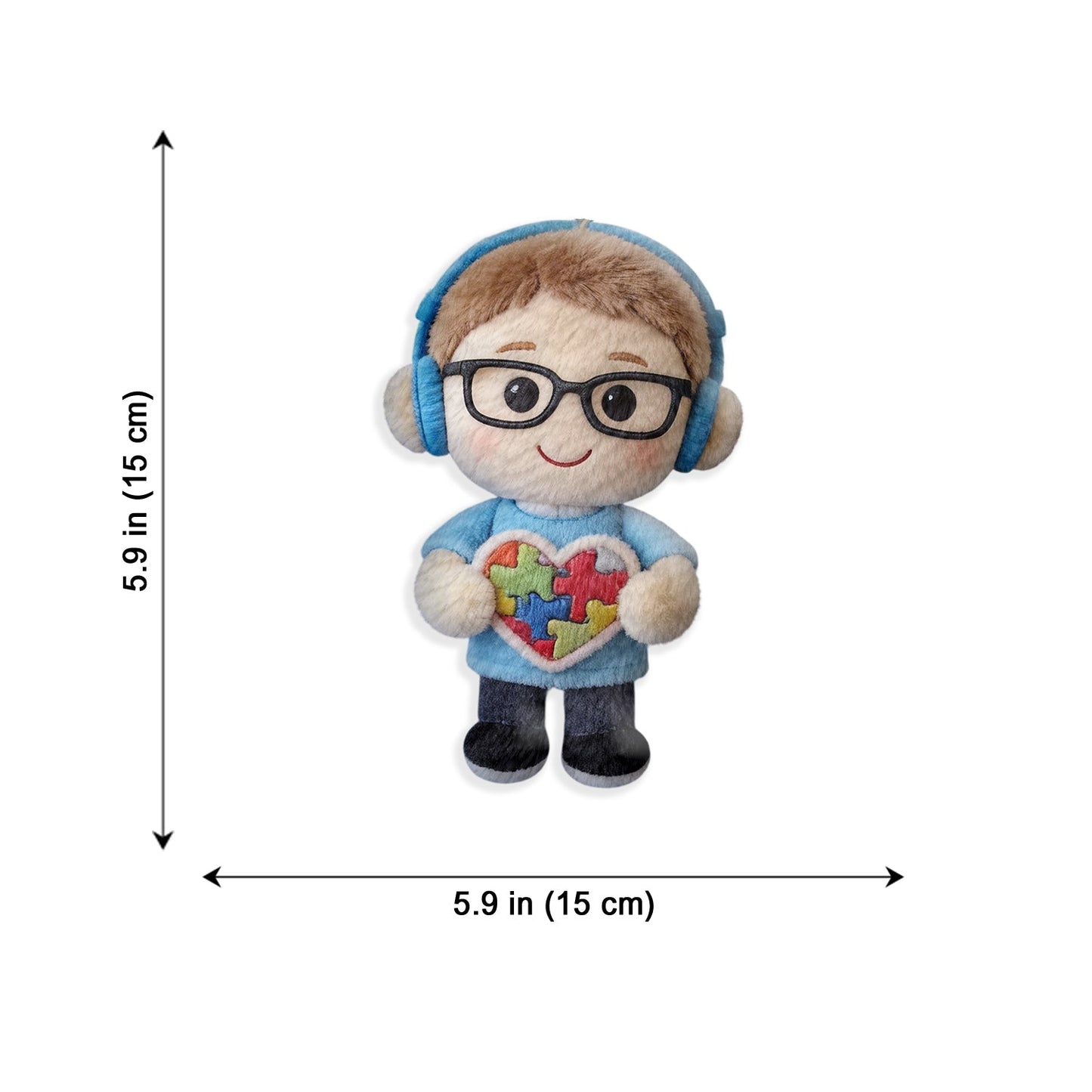 A Piece Of My Heart Has Autism - Personalized Autism Awareness V-Neck T-Shirt With Plush Pin