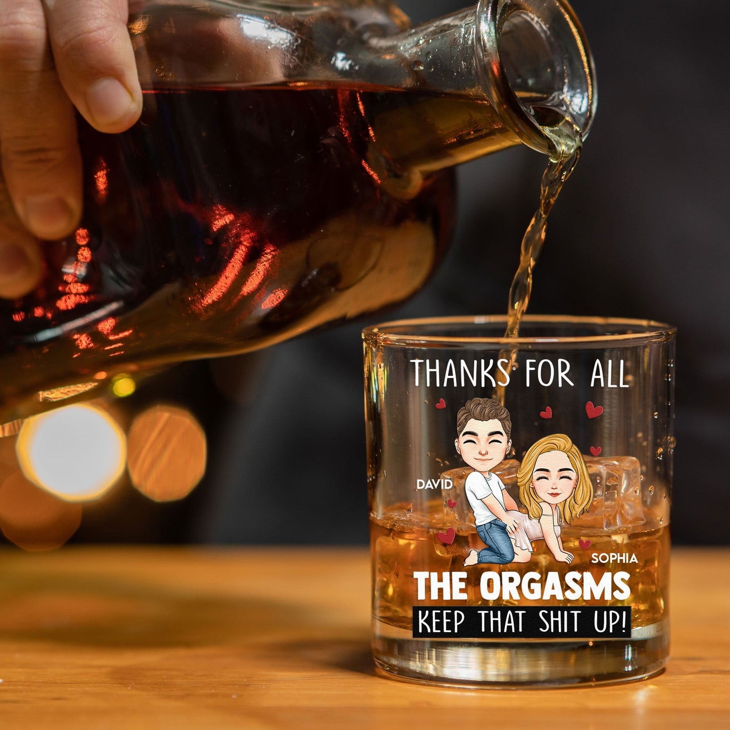 Funny Couple Cartoon Whiskey Glass Set - Personalized Gift Cup